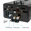 Conexiones de agua y gas e interruptor de apagado calentador Challenger 10 litros