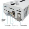 Conexiones de agua y gas e interruptor de encendido del calentador Challenger WHN-7102