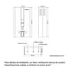 Plano de dimensiones y conexiones de gas y agua del calentador Challenger WHN-7113