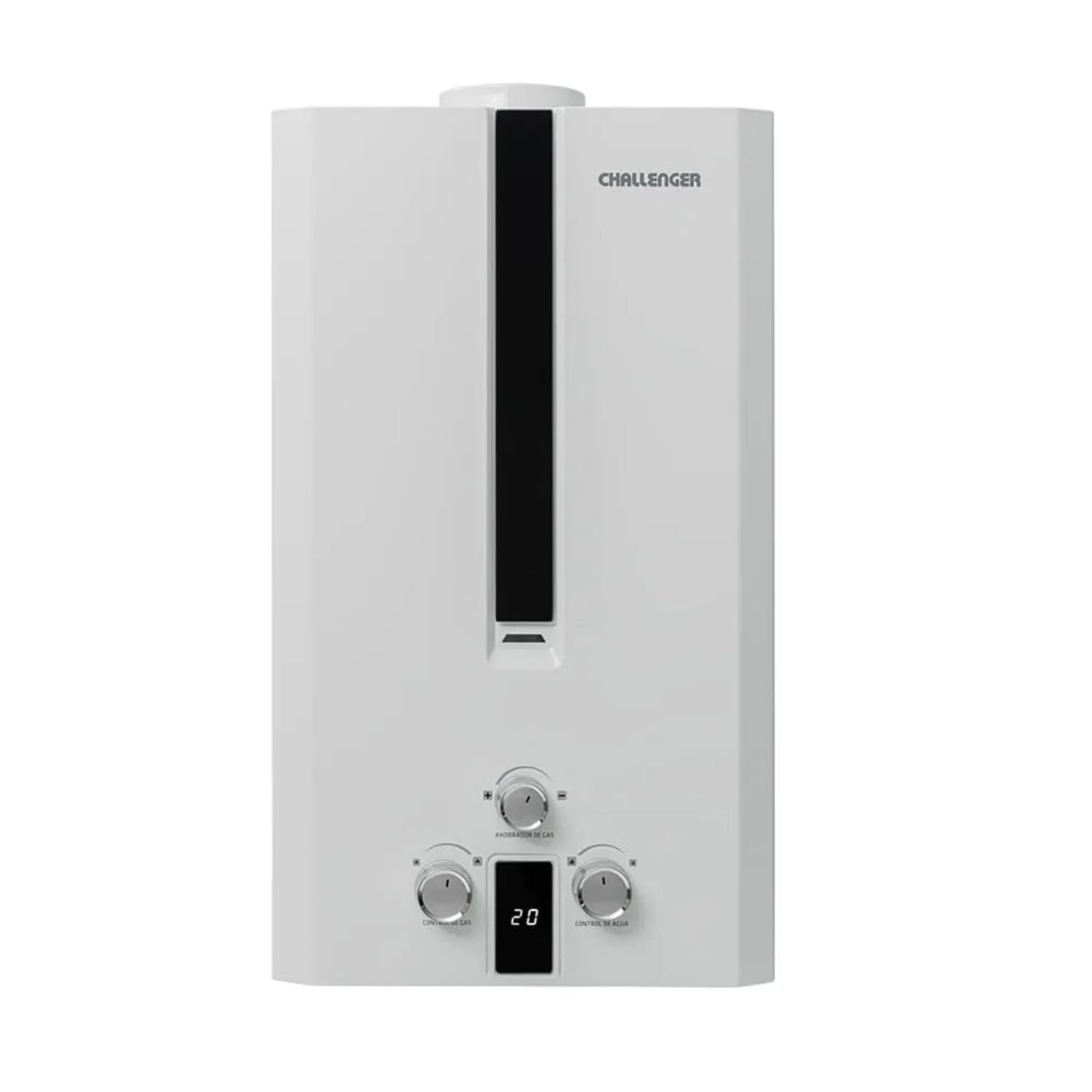 Calentador de paso a gas natural Challenger WHN-7216 de 16 litros tiro natural, vista frontal