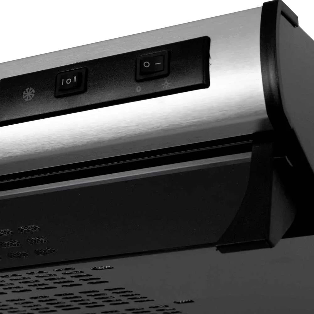 Interruptores de velocidad y luz de la campana Challenger CX4200 inox en detalle
