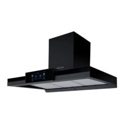 Campana extractora Challenger península 90 cm gris mate 4 velocidades vista en ángulo