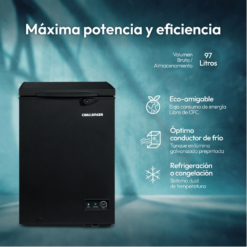 Congelador Challenger CH-100 negro con doble función, refrigerante ecológico y buen conductor de frío