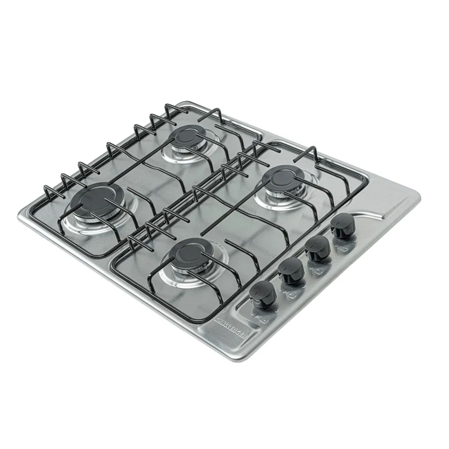 Estufa empotrable Challenger SP6043 58 cm 4 puestos inox vista en ángulo