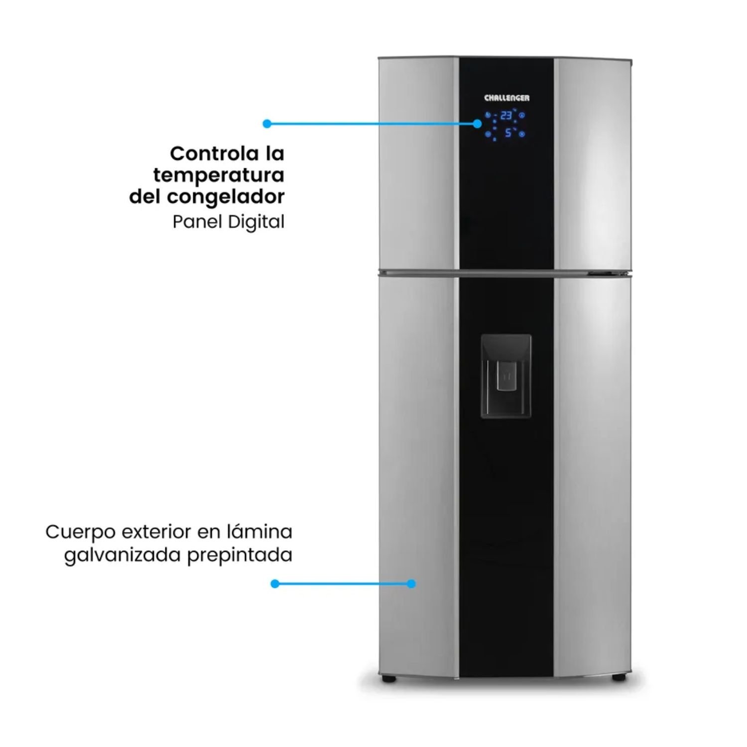 Nevera Challenger CR-470 con panel digital para controlar la temperatura y cuerpo en lámina galvanizada