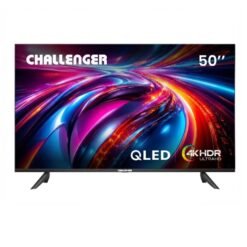 Televisor Challenger 50 pulgadas QLED 4K HDR Google TV vista frontal