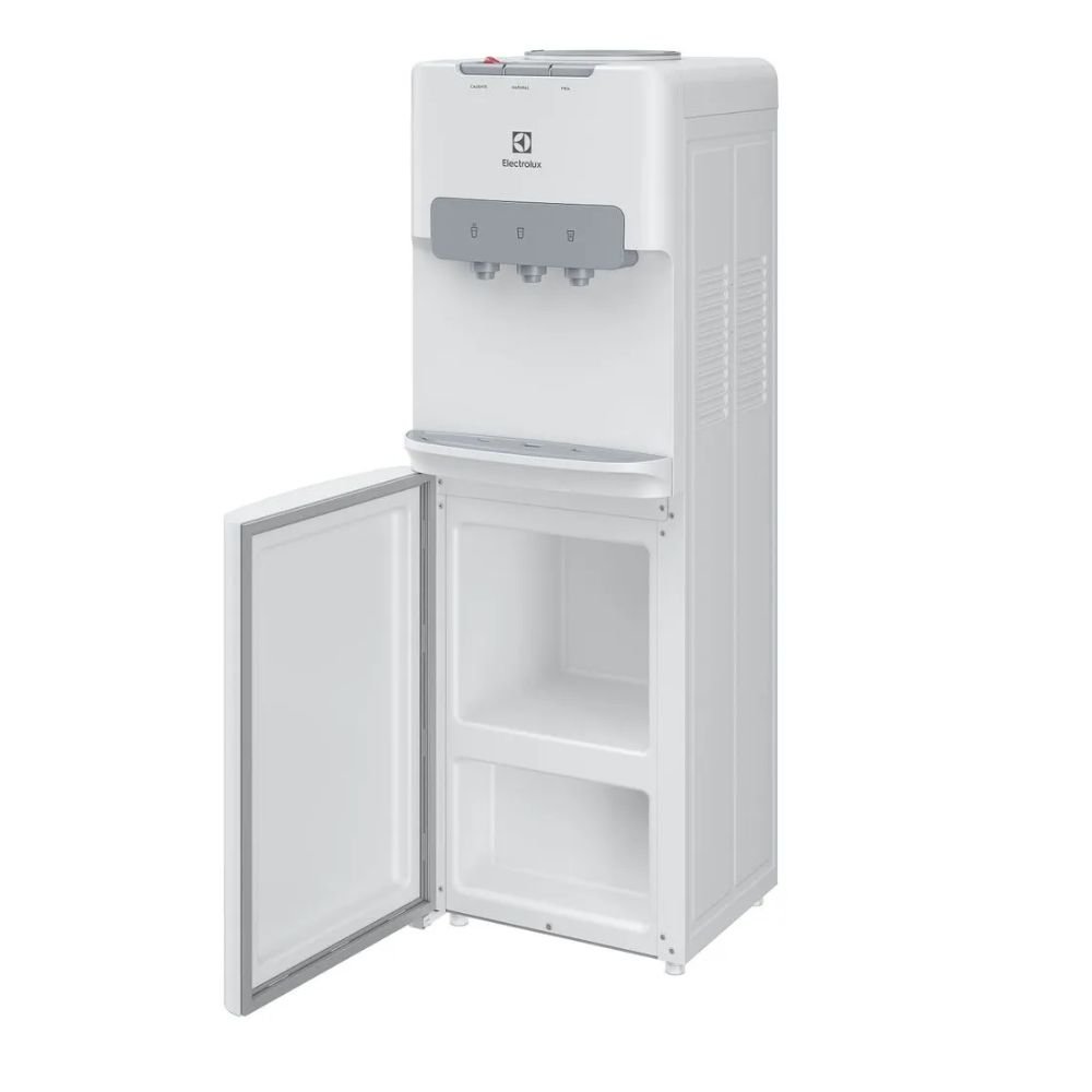 Dispensador Electrolux ES11WR con gabinete inferior abierto para almacenamiento