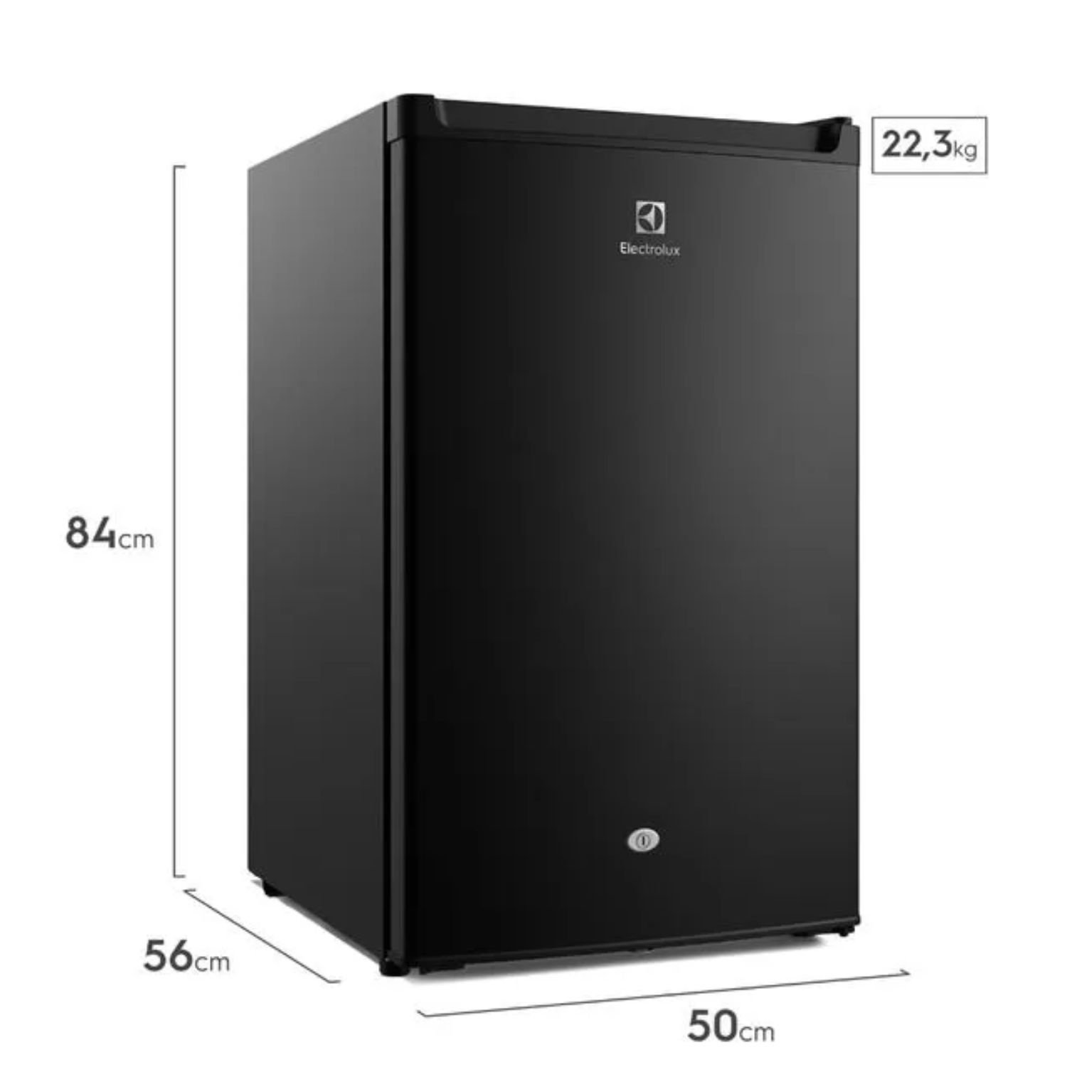 Medidas del minibar Electrolux 122 litros 84 x 50 x 56 cm peso 22,3 kg