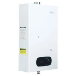 Calentador Haceb Bambú 10 litros tiro forzado vista lateral color blanco