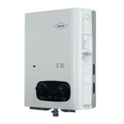 Calentador Haceb Bambú 5,5 litros vista lateral derecha color blanco