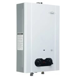 Calentador Haceb Bambú 6 litros tiro forzado vista lateral color blanco