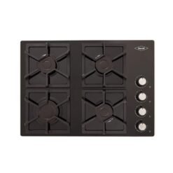 Estufa de empotrar Haceb cristal negro 60 cm con parrillas de hierro fundido vista superior