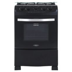 Estufa de piso Haceb Orégano 60 cm con horno gas natural negra vista frontal