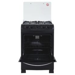 Estufa Haceb Orégano 60 cm con tapa levantada y horno abierto