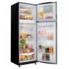 Nevera Haceb 311 litros abierta con alimentos organizados en refrigerador, congelador y puertas