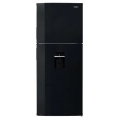 Nevera Haceb No Frost Inverter 404 litros negro esmeralda, vista frontal con dispensador de agua