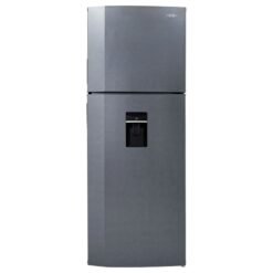 Nevera Haceb No Frost 448 litros titanio, vista frontal con dispensador de agua y manija integrada