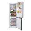 Nevera Haceb 382 litros bottom mount abierta con alimentos en refrigerador y cajones del congelador