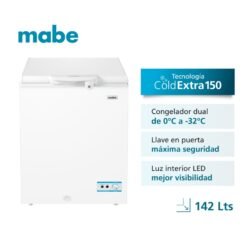 Congelador Mabe ALASKA145BH1 con tecnología Cold Extra 150, llave en puerta y luz interior LED