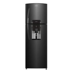 Nevera Mabe No Frost 267 litros Black Steel RMA267FXCC, vista frontal con dispensador de agua