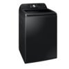 Lavadora Samsung WA70H23SPB negra de carga superior vista en ángulo
