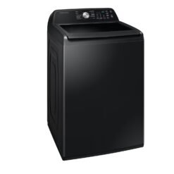 Lavadora Samsung WA70H23SPB negra de carga superior vista en ángulo