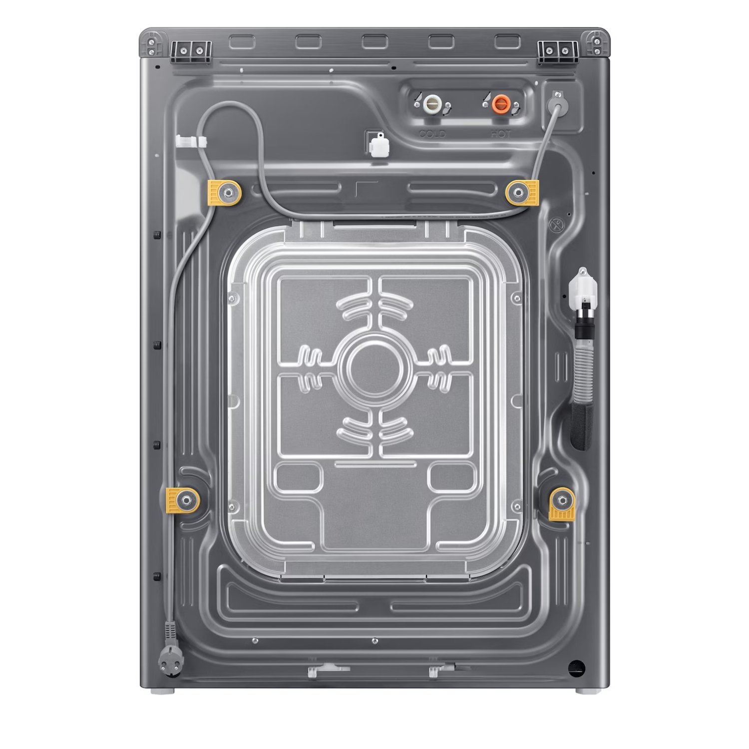 Lavasecadora Samsung WD22T6500GP con la puerta abierta y tambor en acero inoxidable