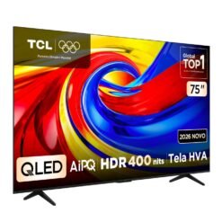 Televisor TCL 75P7L QLED con procesador AiPQ y HDR vista en ángulo