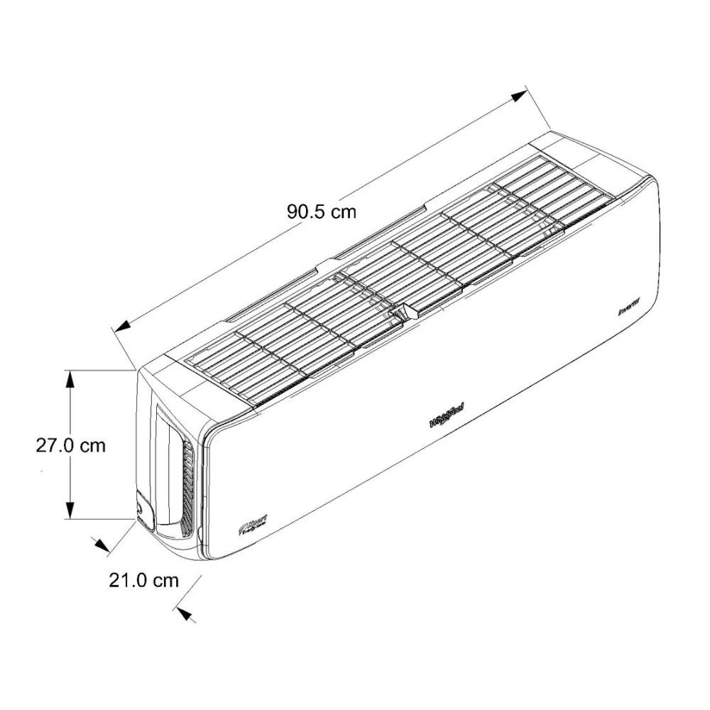 Medidas de la unidad interior del aire acondicionado Whirlpool 12000 BTU Inverter