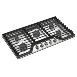 Estufa de empotrar Whirlpool 5 puestos 91 cm con parrillas en hierro fundido vista lateral