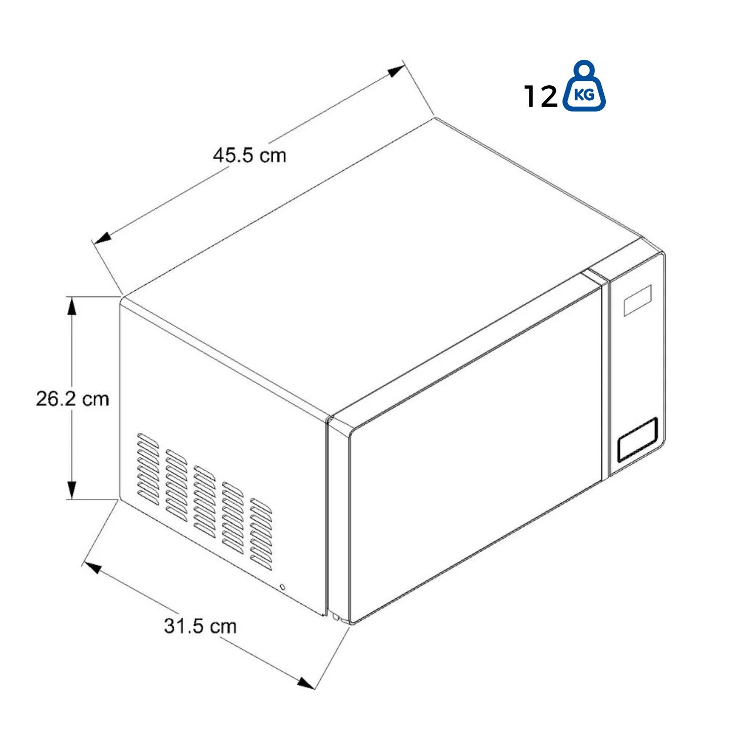 Medidas del microondas Whirlpool WM1807B de 20 L