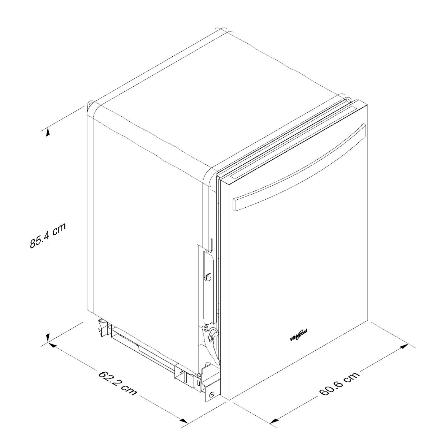 Medidas del lavavajillas de empotrar Whirlpool 60 cm 15 puestos en cm