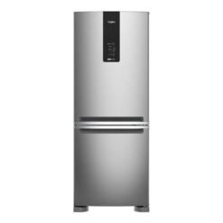 Nevera Whirlpool 450 litros inox con congelador inferior WRE56CKTWW, vista frontal con panel touch