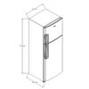 Medidas de la nevera Whirlpool WRM22CKTWW: 147 cm de alto, 61 cm de ancho y 69 cm de fondo