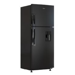 Nevera Whirlpool WRW25CKTMB negra, vista lateral con acabado antihuellas y manijas externas