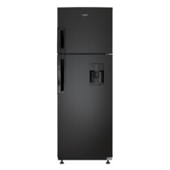 Nevera Whirlpool No Frost 305 litros negro Onyx WRW32CKTMB, vista frontal con dispensador de agua