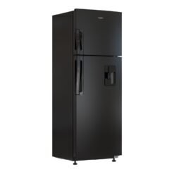 Nevera Whirlpool WRW32CKTMB negra de 305 litros, vista lateral con manijas externas