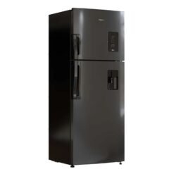 Nevera Whirlpool WRW45AKTWB negra, vista lateral con acabado antihuellas y manijas externas