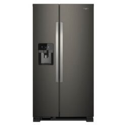 Nevecón Whirlpool Side by Side 694 litros negro WD5720V, vista frontal con dispensador de agua y hielo