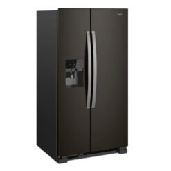 Nevecón Whirlpool WD5720V negro de dos puertas, vista lateral con acabado antihuellas